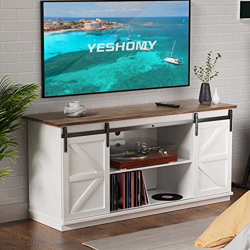 YESHOMY Farmhouse TV Stand - Stylish and Functional Media Furniture for TVs up to 65 Inches