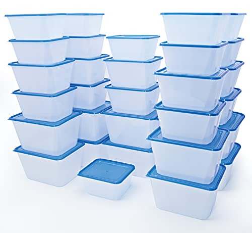 30-Pack Reusable Freezer Food Storage Containers with Lids - BPA Free