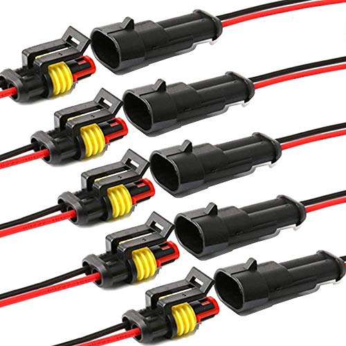 YETOR 2 Pin Waterproof Electrical Connector (5 Pack)