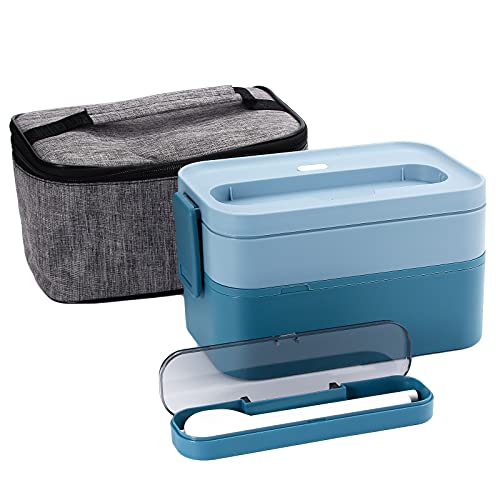 YFBXG Stackable Bento Lunch Container with Utensils and Bag