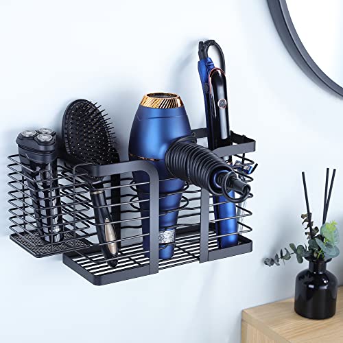 Sunlit 3 in 1 Wall Mount/Countertop/Over Cabinet Door Metal Wire Hair  Product & Styling Tool Organizer Storage Basket Holder for Hair Dryer,  Brushes