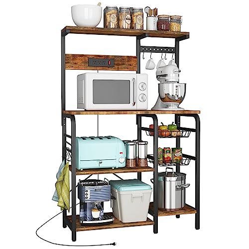 YILFANA Kitchen Bakers Rack with Power Outlet