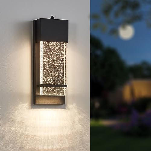 Yisuro Black Wall Sconce with Crystal Bubble LED Wall Lamp