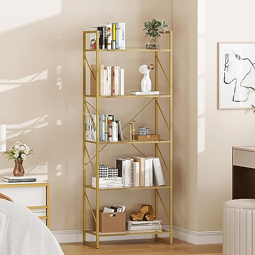 Yitahome  Modern Tall Bookshelf 5 Tier Bookcase White
