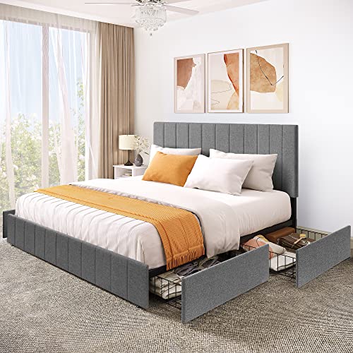 YITAHOME King Size Bed Frame with Storage Drawers