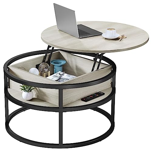 YITAHOME Round Lift Top Coffee Table with Storage