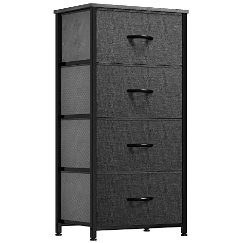 Juggernaut Storage Clear Plastic 4 Drawer Home Organization Storage  Container Tower with 4 Large Pull Out Drawers, Black Frame