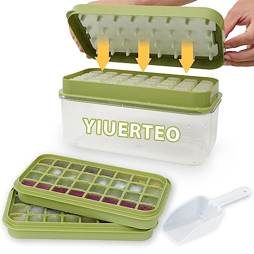 4Packs Ice Cube Trays for Freezer with Lid and Storage Ice Bucket