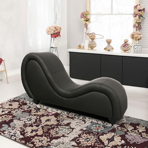 Louis Donné S-Curve Yoga Lounge Chair - Modern Faux Leather, Dark Brown