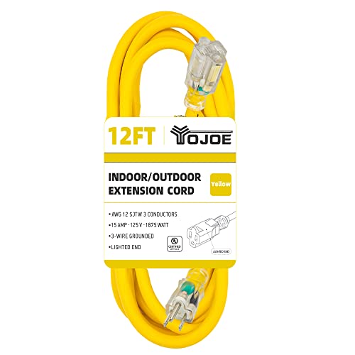 YOJOE 12ft Yellow Extension Cord