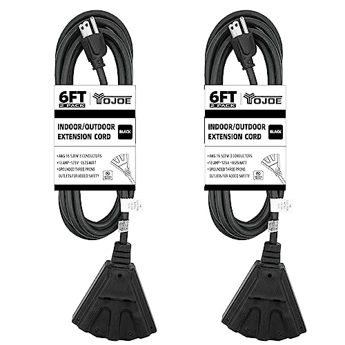 YOJOE 2 Pack 6ft Outdoor Extension Cord