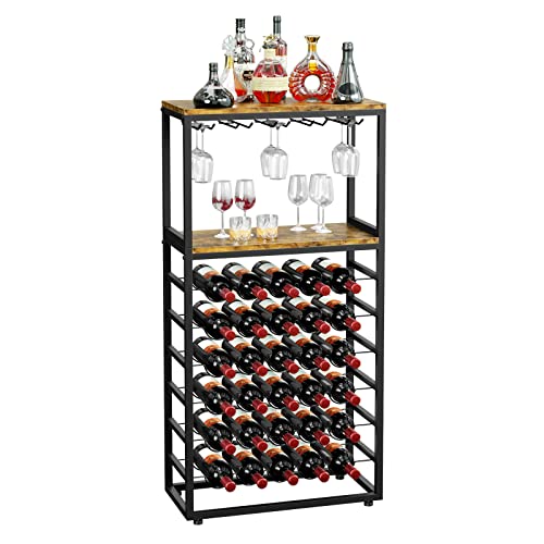 YOLEO Wine Rack with Glass Holder and Storage Shelf
