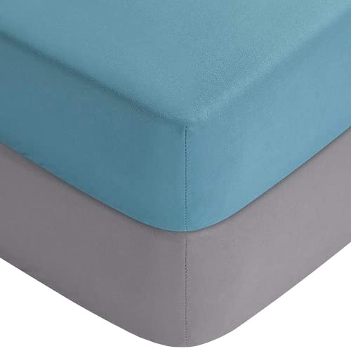 Yoofoss Baby Crib Sheets 2 Pack, Super Soft Microfiber, Blue-Gray