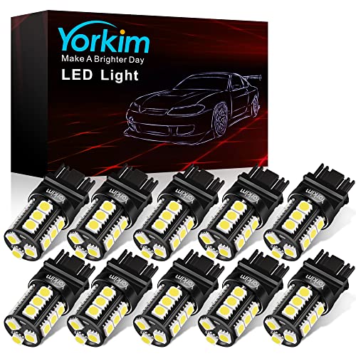 Yorkim 3157 LED Bulbs, Super Bright White T25 Lights - Pack of 10