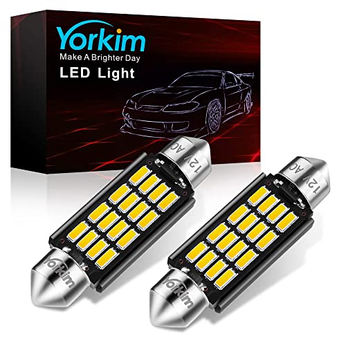 Yorkim 578 Festoon LED Bulb 41mm 42mm LED Bulb White Super Bright Canbus Error Free 16-SMD 4014 Chipset, 212-2 Dome Light Led, LED Interior Light MAP Light 211-2 LED Bulb, Pack of 2