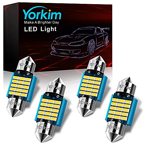 Yorkim DE3022 LED Bulb White 31mm LED Bulb Canbus Error Free DE3175 led bulb DE3021 3022 3021 Led Interior Dome Lights Map Lights License Plate Courtesy Lights No-Polar, Pack of 4