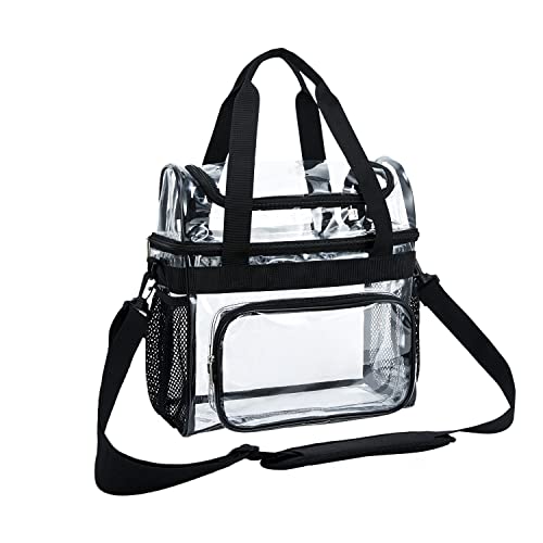 Clearworld Stadium Approved Clear Lunch Bag,See Through Lunch Box with  Adjustable Strap and Front Zipper Pocket,Easy to Clean and Water Resistant  Tote