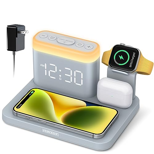 YORTOT Wireless Charging Station with Alarm Clock