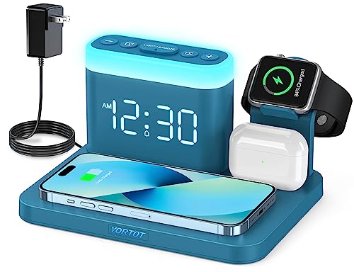 YORTOT Wireless Charging Station with Alarm Clock and Night Light