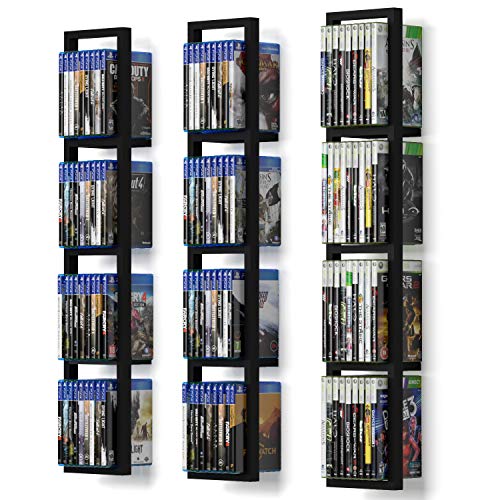 You Have Space Black Floating Shelves for Wall, 34 Inch Video Games CD DVD Storage Shelves, Cube Storage Organizer Shelf Set of 3