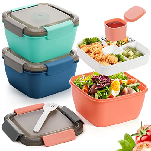 2023 New 1 Set Durable Lunch Box Portable Salad Container with Spoon Fork  Storage Good Sealing Lunch Box Food Storage Container