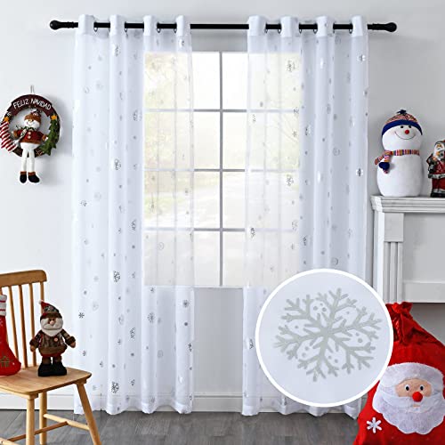 Youleyar Christmas Sheer Curtains