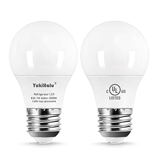 YukiHalu 7W Appliance Light Bulb 2-Pack, Soft White E26 Base