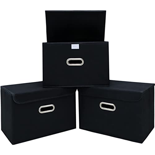 Yunkeeper Foldable Fabric Storage Bins - 3 Pack Black