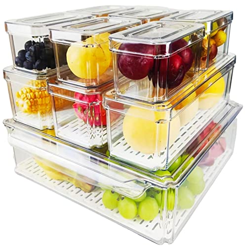 Alpacasso fridge organizer storage bins stackable freezer kitchen containers  with handles bpa free clear organization fridge