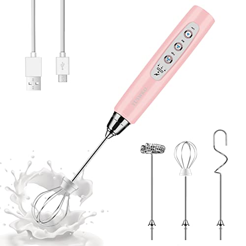 YUSWKO Milk Frother Handheld: Efficient, USB Rechargeable, Multiple Whisk Heads