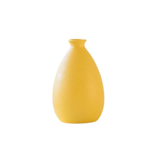 Small Yellow Ceramic Vase for Rustic Home Decor