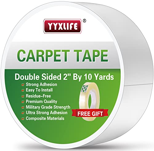 XFasten Double Sided Carpet Tape for Hardwood Floors 2-Inch x 30 Yards  Carpet Tape Double Sided for Area Rugs, Residue-Free Rug Tape Ha