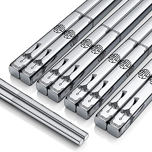 ZDPMK 5 Pair Metal Chopsticks - Reusable Stainless Steel