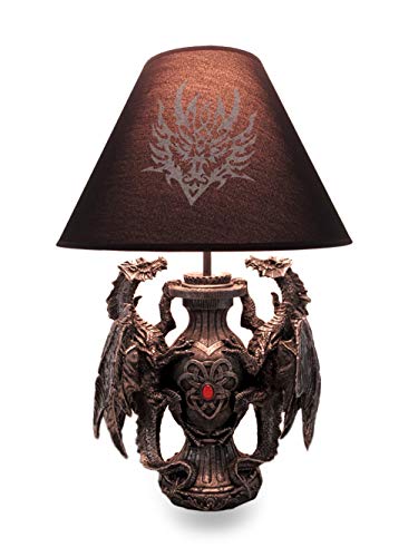 Zeckos Medieval Dragon Resin Table Lamp - 19 Inches - Dark Fantasy