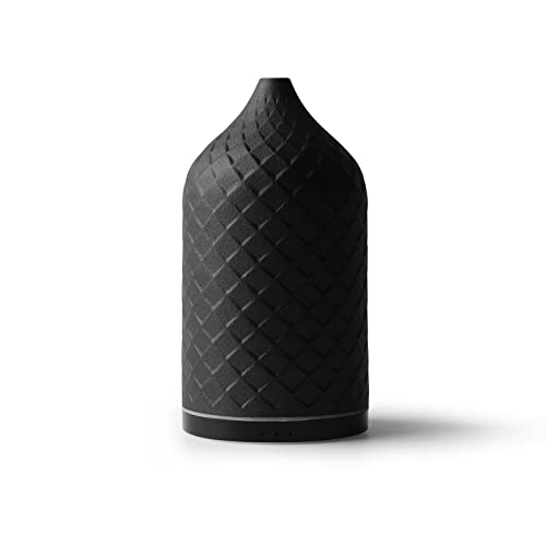 ZEIGGA LAB Essential Oil Diffuser for Home, Ceramic Aromatherapy Diffuser for Essential Oils, 120ml Oil Diffuser with Waterless Auto-Off and 7 LED Lights for Large Room Yoga Spa (Black)