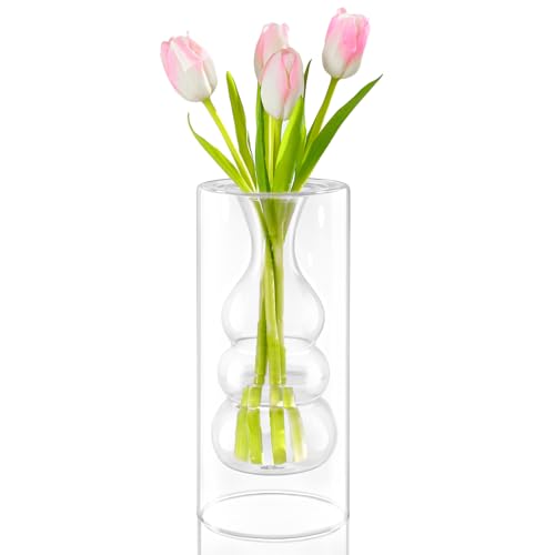 ZENS Clear Glass Bubble Vase - Modern and Elegant
