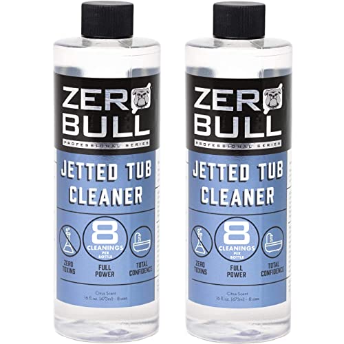 Zero Bull Jetted Tub Cleaner. 8 Cleanings per Bottle. The Most Powerful & Safest Bathtub Jet Cleaner-No Dangerous Quat or Bleach. Clean Gunk out of your Jacuzzi, Bathtub, Hot Tub, Whirlpool. 2-Pack.