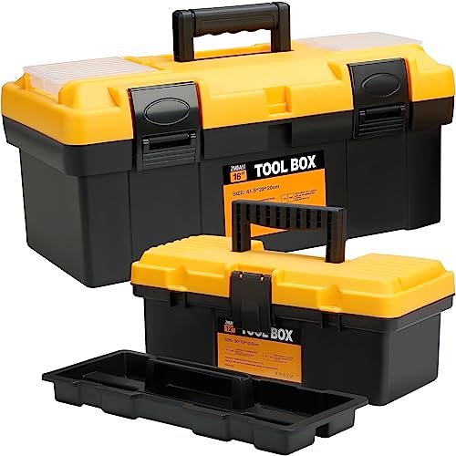 16-Inch & 12-Inch Multi-Function Plastic Tool Box for Pros & Home