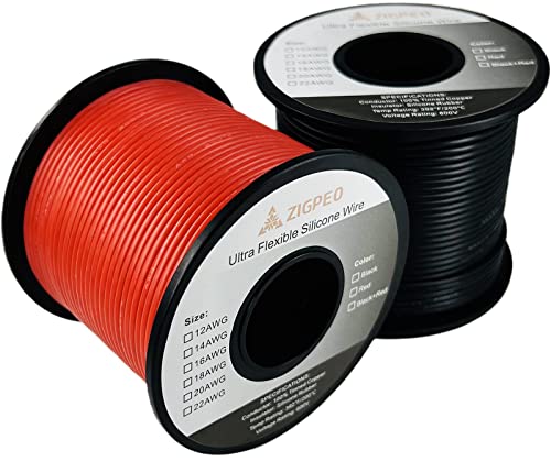 ZIGPEO 20 AWG Silicone Wire 300FT - High Temp, Extra Flexible, 600V