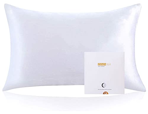 ZIMASILK 100% Mulberry Silk Pillowcase for Hair and Skin Health, White