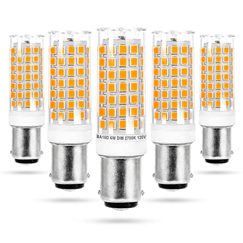 6W Dimmable BA15D LED Bulbs - 5 Pack, Soft Warm White