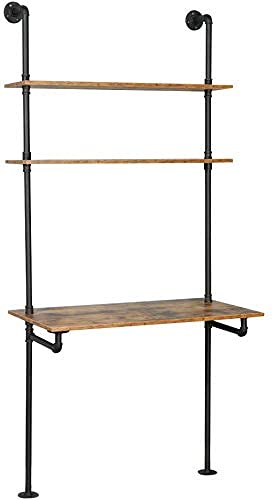 ZIOTHUM Industrial Wall Mount Desk with Shelves