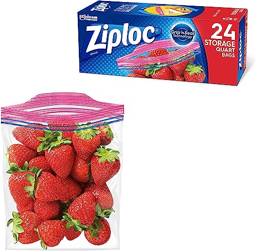 Ziploc Quart Food Storage Bags with Grip 'n Seal, 24 Count