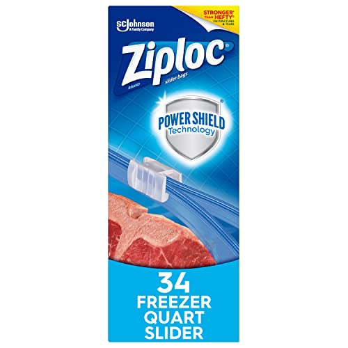 Ziploc Quart Freezer Bags, Power Shield Technology, 34 Count