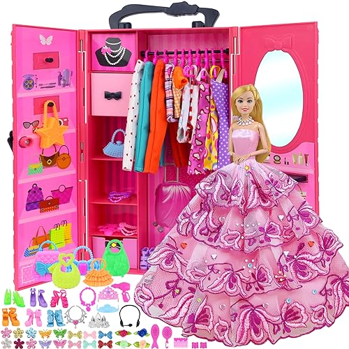 ZITA ELEMENT 146 Pcs 11.5 Inch Doll Wardrobe and Accessories for Kids 6-12