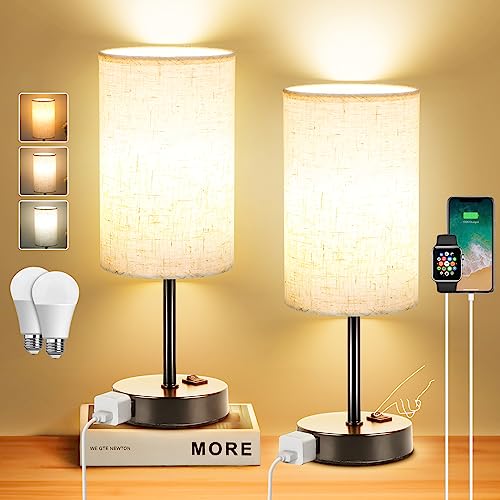 ZJOJO Table Lamp Set of 2 with 3 Way Dimmable Rocker Switch