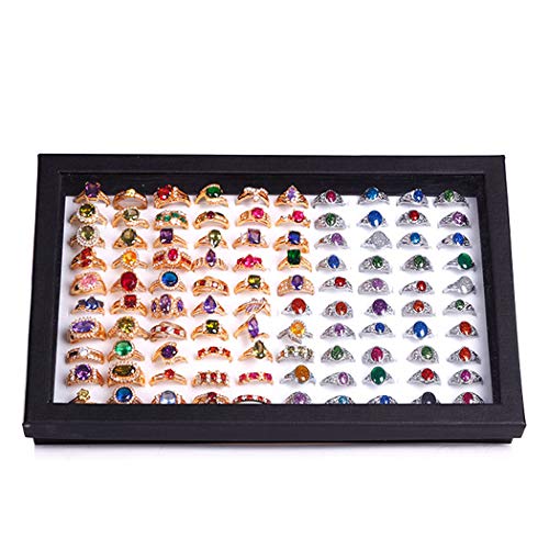 ZLY Jewelry Rings Display Tray Velvet Case Box