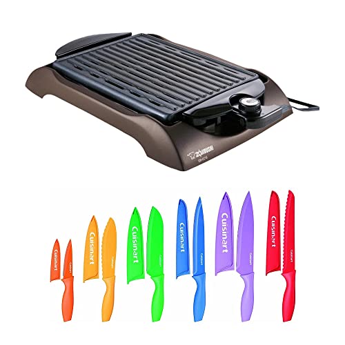 Zojirushi EB-CC15 Indoor Electric Grill Bundle Bundle with Multicolor 12 Piece Knife Set with Blade Guards (2 Items)