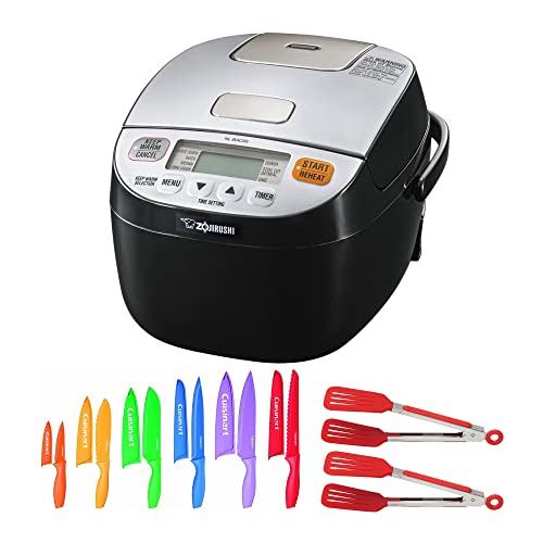 Zojirushi Micom Rice Cooker and Warmer Bundle with 12-Piece Nonstick Knife Set and 8-Inch Nylon Flipper Tongs (3 Items)