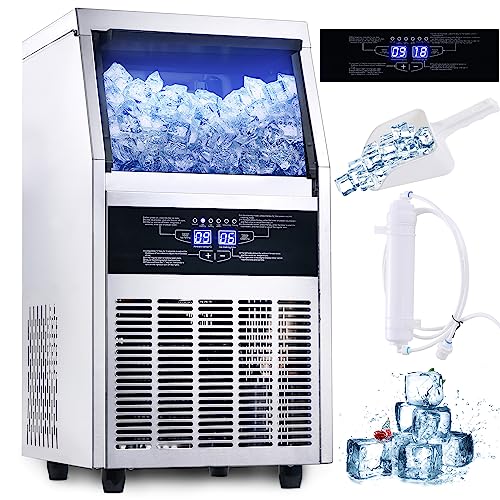 LifePlus Commercial Ice Maker Machine 100Lbs/24H, Stainless Steel Under  Counter ice Machine with Large Storage Bin, 45 Ice Cubes/Cycle, 2 Way Water
